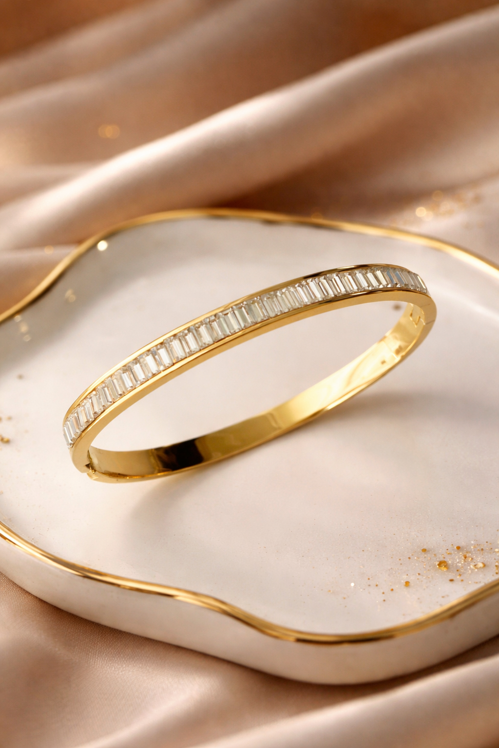 Gold Tennis bracelet with diamond accents by Hues Of Jewels