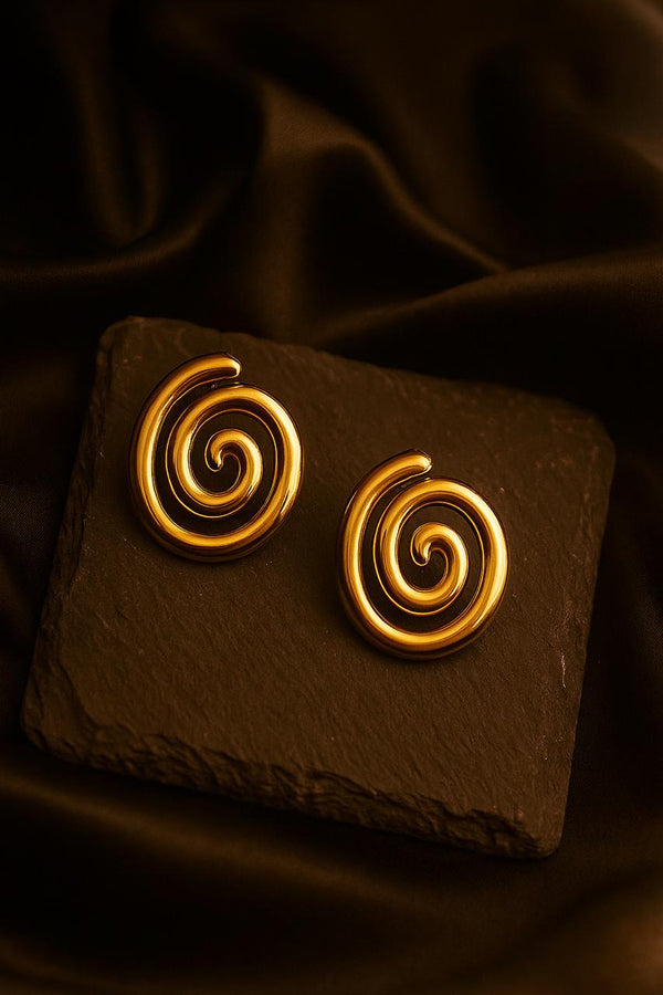 Gold spiral earrings from Hues Of Jewels
