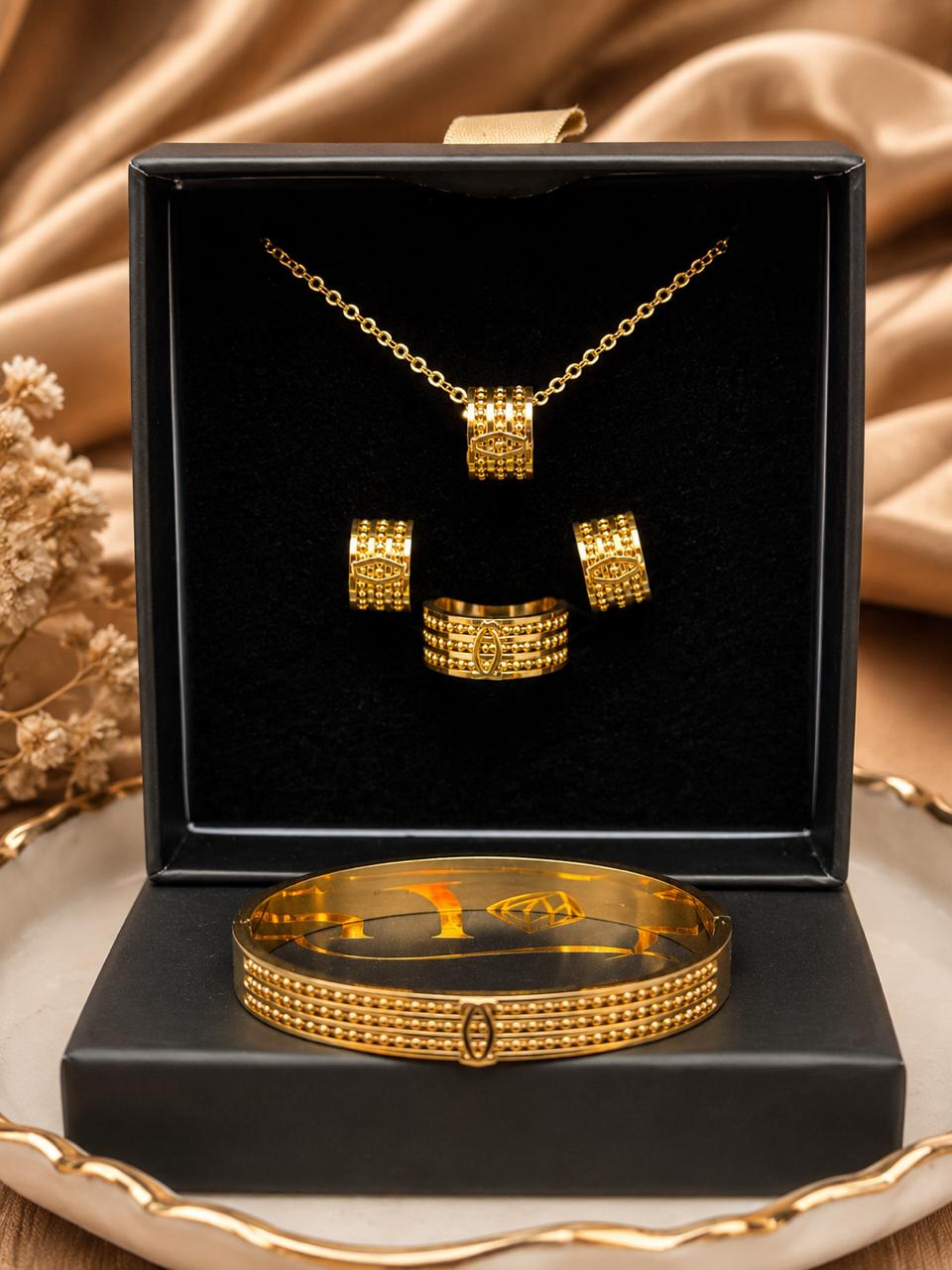Thea Set - Earrings, Ring, Bracelet, Neck Chain with Pendant