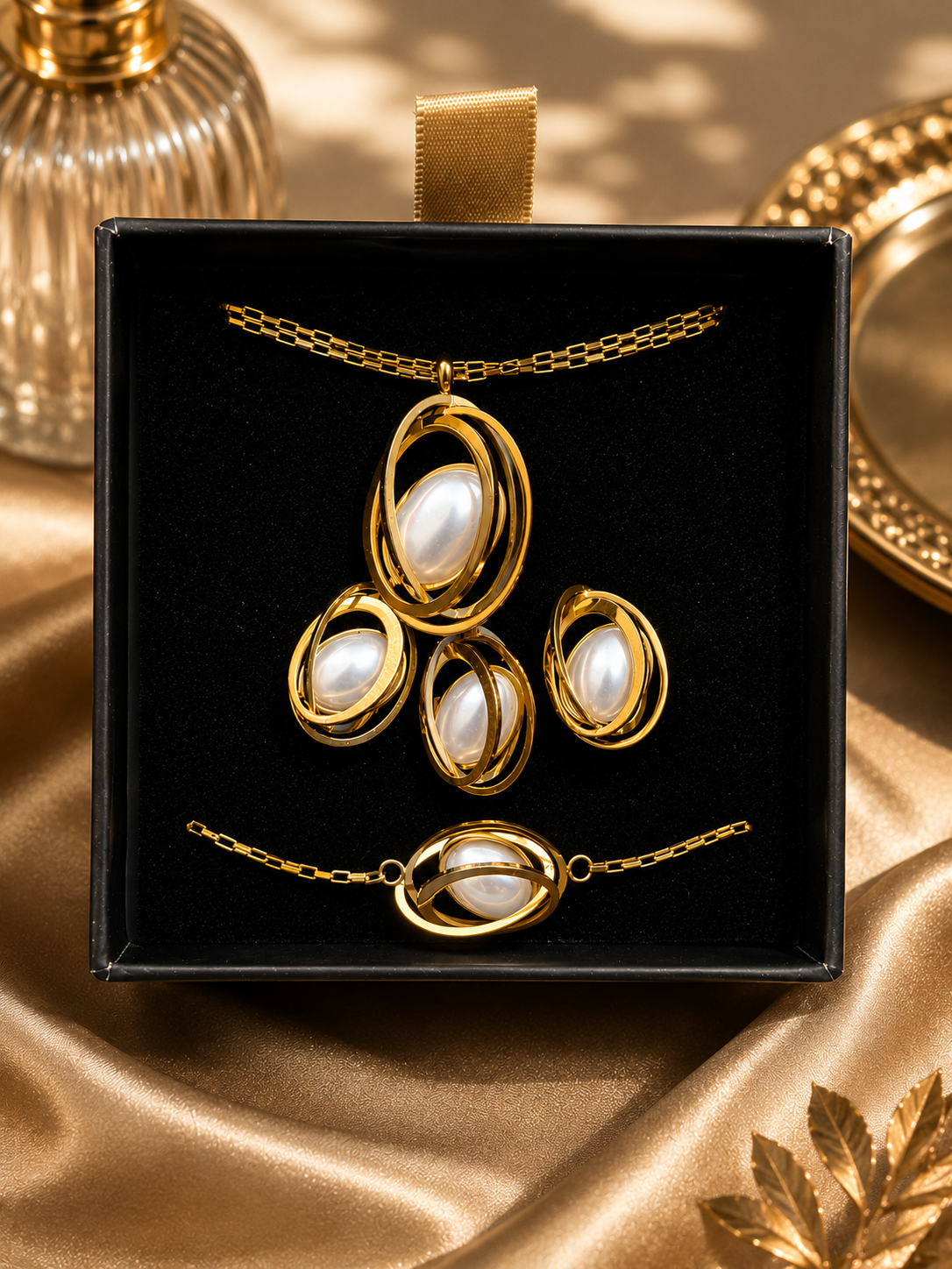 Pearl Serenity Set - Earrings, Ring, Bracelet & Neck Chain