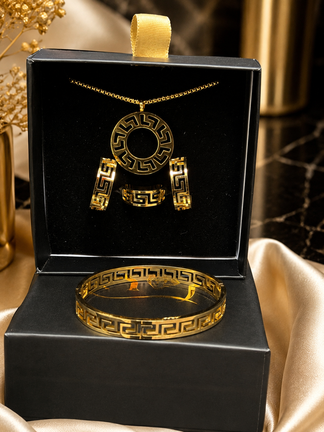 Valencia Set - Bracelet, Ring, Hoops, Neck Chain